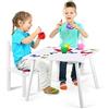 leomark tavolo e 2 sedie in legno - Farfalle - set da cameretta per bambini, gioco di gruppo in classe, mobili Multicolore, stanza dei bambini, Dim: Altezza: 42 cm