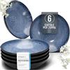 PURE LIVING INTERIOR DESIGN Set di 6 Piatti Fondi Moderni della Serie Ibiza, Eleganti Piatti per Pasta e Zuppe, Design Stiloso - Servizio Piatti per 6 Persone in Steingut - Pure Living Nero e Blu Profondo