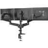 HUANUO Supporto per monitor 3 monitor per schermi da 17 a 32 pollici, supporto per schermo 3 monitor regolabile in altezza, braccio monitor, porta 8 kg per braccio, nero