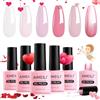 AIMEILI Smalto San Valentino Smalto Semipermanente Rosa per Unghie Set in Gel Lampada UV LED Unghie Nail Polish Gift Set 63, 6x8ML