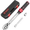 VANPO Chiave Dinamometrica 1/4,3-25Nm Bici e Moto Chiave Dinamometrica Set con 10cm Barra di Prolunga, Adattatore da 3/8, 72T, Chiavi Dinamometriche per Bici da Strada e Mountain, Moto