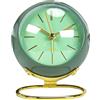 Colexy Orologio Vintage Silenzioso da Tavolo, Orologio al Quarzo da Tavolo, Orologio da Tavolo Verde con Luce Notturna per Camere da Letto, Scrivania, Scaffale, Ufficio, Senza Batteria