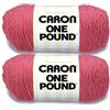 Caron One Pound Rose - Gomitolo di filato per lavori a maglia, 2 confezioni da 454 g, acrilico, 4 medio (pettinato) - 800 m