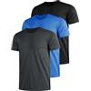 UEEKO Maglietta sportiva da uomo, a maniche corte, traspirante, da uomo, ad asciugatura rapida, sportiva, per allenamento, allenamento, da corsa, taglia S - 4XL, Blu cielo/Grigio carbonio/Nero, XXXL