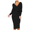 MJGkhiy Vestito Donna Maglia Invernale Elegante Vestiti in Maglia Casual Manica Lunga Midi Abito Vestiti di Lana Morbido Abiti da Cocktail Curvy Vita Alta Capodanno Dress Abbigliamento Inverno