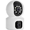 LIFEBOX WOWI Telecamera interna WiFi Doppia Lens Sorveglianza domestica, Bianco