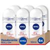 NIVEA Dry Comfort Deodorante Roll-On in confezione da 6 x 50 ml), Deodorante antitraspirante, Deo roll con formula Dual Active con doppio anti-traspirante a lunga durata