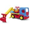 Wader 35316 35316-Tech - Camion con escavatore, pala mobile, attacco rotante e robusto assi in acciaio, circa 27 x 11,5 x 15 cm, da 12 mesi, ideale come regalo per giochi creativi, colorato