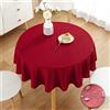 Pahajim Tovaglia Antimacchia Rotonda Tovaglia Cotone Impermeabile Tovaglia Elegante Lavabile Copritavolo da Cucina Antipolvere Decorazione da Tavolo da Giardino(Rosso,135x135cm)