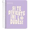 Miquelrius - Taccuino A6, taccuino messaggi, 1 banda colorata, 100 fogli da 90 g/m², griglia da 5 mm, senza fori, copertina in cartone rigido, colore lavanda