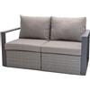 Quietis Divano da esterno in alluminio con cuscini, seduta in rattan sintetico grigio, 2