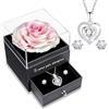 Yamonic Rosa Eterna Regalo Donna,Rosa Stabilizzata con Collana Argento 925 Donna, Idea Regalo per Lei,Ti Amo per Sempre,Regalo San Valentino per lei,Regalo Donna Natale Compleanno Anniversario