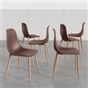 DEGHI Set 6 sedie in polipropilene marrone con gambe effetto legno - Kaily