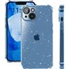 ELEVAVIDA Custodia per iPhone 14 glitter azzurro trasparente con protezione fotocamera - antiurto angoli antishock cover blu per Apple iPhone 14 glitter slim case