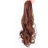 Cybelleza Coda Extension Capelli Clip Coda di Cavallo Mossi Ricci Ponytail Sintetici Lunghi Effetto Naturale Ondulati (Rosso marrone)