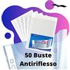LogicaShop Fly Buste Forate Trasparenti per Raccoglitori ad Anelli A4, Cartelline Plastica (Antiriflesso, 50 Pezzi)