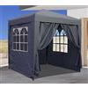 Quick Star Gazebo Pop-Up 2,5 x 2,5 m Fumè con 4 Fianchi Easy Fastening con 2 Cerniere