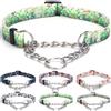 haoyueer Collare per Cani Martingale - Catena in Acciaio Inox, Collare Anti-Trazione con Design a Fiore per Cani di Taglia Grande, Media e Piccola (L, Erba)