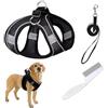 EnixwH Pettorina Cane Taglia Piccola, Pettorina per Cani Riflettente, Pettorina ad h Regolabile, Pettorina Antifuga Cane con Guinzaglio y Pettinino Pidocchi, Imbracatura Cani per Passeggiate, Nero, S