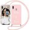 Yoedge Cover con Cordino per Samsung Galaxy A20e Personalizzata 5,8, Custodia con Laccio Collana Custodie Personalizzabile con Foto Testi Immagine Personalizzate Rosa Custom per Samsung A20e Case