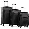 FERGÉ set di 3 valigie viaggio Calais - bagaglio morbido leggera 3 pezzi valigetta 4 ruote girevole nero