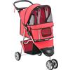 PawHut Passeggino per Cani Pieghevole Carrello per Animali Domestici Carrello Carrozzina Rosso 75 x 45 x 97cm