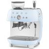 Smeg Macchina da caffè Espresso Manuale con macinacaffè integrato 50's Style Azzurro LUCIDO GARANZIA ITALIA