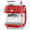 Smeg Macchina da caffè Espresso Manuale con macinacaffè integrato 50's Style Rosso LUCIDO GARANZIA ITALIA