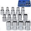 Noosverl - Set di 14 chiavi a bussola Femmina Torx Socket per dadi e utensili per prese, 1/4 1/2 3/8 femmina E-Type Extractor (E4-E24)