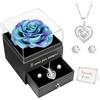 Miofula Rosa Stabilizzata Regalo Donna,Rosa Eterna con Collana Argento 925 Orecchini Donna,Ti Amo per Sempre,Regalo Donna Compleanno,Festa della Mamma Regalo Mamma Fidanzata Anniversario San Valentino
