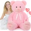 MorisMos Orso Peluche Gigante 130 cm, XXL Rosa Orsacchiotto Grande Kawaii Pupazzo Morbido Orsetto di Peluche Teddy Bear Regalo per Bambino Fidanzata Lei Lui Compleanno Decorazioni