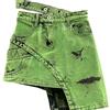 CLBD Gonna di Jeans a Trapezio Verde con Design a Doppia Vita Personalizzata da Donna Gonne Corte Asimmetriche Minigonna da Discoteca (Color : Green, Size : S)