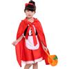 Alaiyaky Set di abiti da principessa, costume da carnevale, da donna, ragazza, stile medievale, con mantello con cappuccio (rosso, 140)