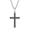 GAVU Collana in Acciaio Inox con Ciondolo Croce con Zirconia Cubica Nera da Uomo 60cm