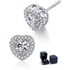 MomentWish Orecchini Moissanite Cuore, 1 Carato Orecchino Punto Luce Donna Argento 925 Bottone Anallergici Simulato Diamanti Brillanti con Certificato GRA Regalo 5mm
