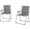 Outsunny Set 2 Sedie da Giardino Pieghevoli con Braccioli e Seduta in Tessuto Traspirante, Grigio|Aosom