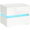 HOMCOM Comodino Multifunzionale con 2 cassetti e LED incorporata, 4 Modalità di luce e 16 colori, in Truciolato, 60x39x47cm, Bianco|Aosom Italy