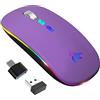 KBCASE Mouse Senza Fili Bluetooth, Wireless Ricaricabile RGB Mouse, Due Modalità (Bluetooth 5.1+2.4G) Mouse con Ricevitore USB e Tipo-C per Windows/Andriod/iPad/PC/Laptop/Computer/MacBook