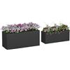 Outsunny Set da 2 Vasi da Giardino Rettangolari Impilabili per Esterno e Interno, Nero|Aosom