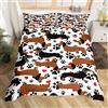 Loussiesd Set di biancheria da letto bassotto 135x200cm cuori animali modello zampa copripiumino decorazione camera carino cane cane coperta biancheria da letto collezione 3 pezzi