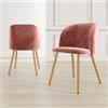 DEGHI Set 2 sedie in velluto trapuntato rosa antico e gambe in metallo finitura oro - Clare