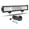 Willpower Faro da lavoro a LED, 38 cm, 216 W, 12 V, 24 V, con cablaggio, riflettore combinato, luce da lavoro, luce supplementare per auto, fuoristrada, trattore, SUV UTV ATV