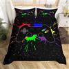 Loussiesd Gamepad Copripiumino Ragazzi Videogioco Set Biancheria da Letto Matrimoniale Camera Moderna Gamer Gaming Controller Trapunta Copertina Giochi Giovani Colorato Tie Dye Copriletto Copertura