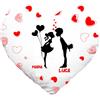 Colorfamily Cuscino SanValentino Personalizzabile a Cuore con nome Fidanzati bacio Innamorati Amore Love