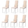 Somnia Descanso - Confezione da 6 sedie imbottite per soggiorno, sala da pranzo, finiture in beige e gambe cromate, modello Lya, dimensioni: 43 cm (larghezza) x 48 cm (profondità) x 99,5 cm (altezza)