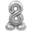 Folat 64718 Palloncino di alluminio con Base Numero Figura 8 Argento 86 cm - decorazione palloncino di elio per compleanno, anniversario