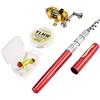 Lixada Mini set combo tascabile telescopico portatile con mulinello da pesca con lenza, esche, ganci, scatola morbida Nero