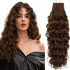 RUNATURE Extension Capelli Veri Biadesivo Ondulato 45cm 20pcs 50g Marrone Extension Capelli Veri Ricci Biadesivo Invisibile #4-NW