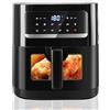 Emphsism Friggitrice ad Aria 7 litri, Emphsism Air Fryer XXL con Finestra di Visualizzazione 1700W, Friggitrice senza Olio, 10 Programmi di Cottura, Risultati Veloci, Capacità 5-7 Persone, Touchscreen