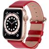 Fullmosa Cinturino per Apple Watch 45mm/44mm/49mm/42mm, Cinturini in Pelle di Ricambio Compatibile con Apple Watch Serie 8 7 6 5 4 3 2 1, Apple Watch SE 2/ SE/Ultra, Rosso